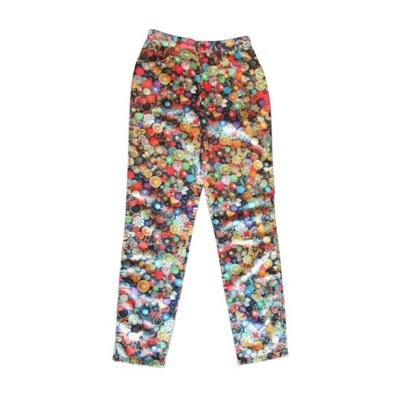 Rare 90s Moschino Jeans Button Print High-Waisted Pants – Made in Italy - Picture 3 of 6